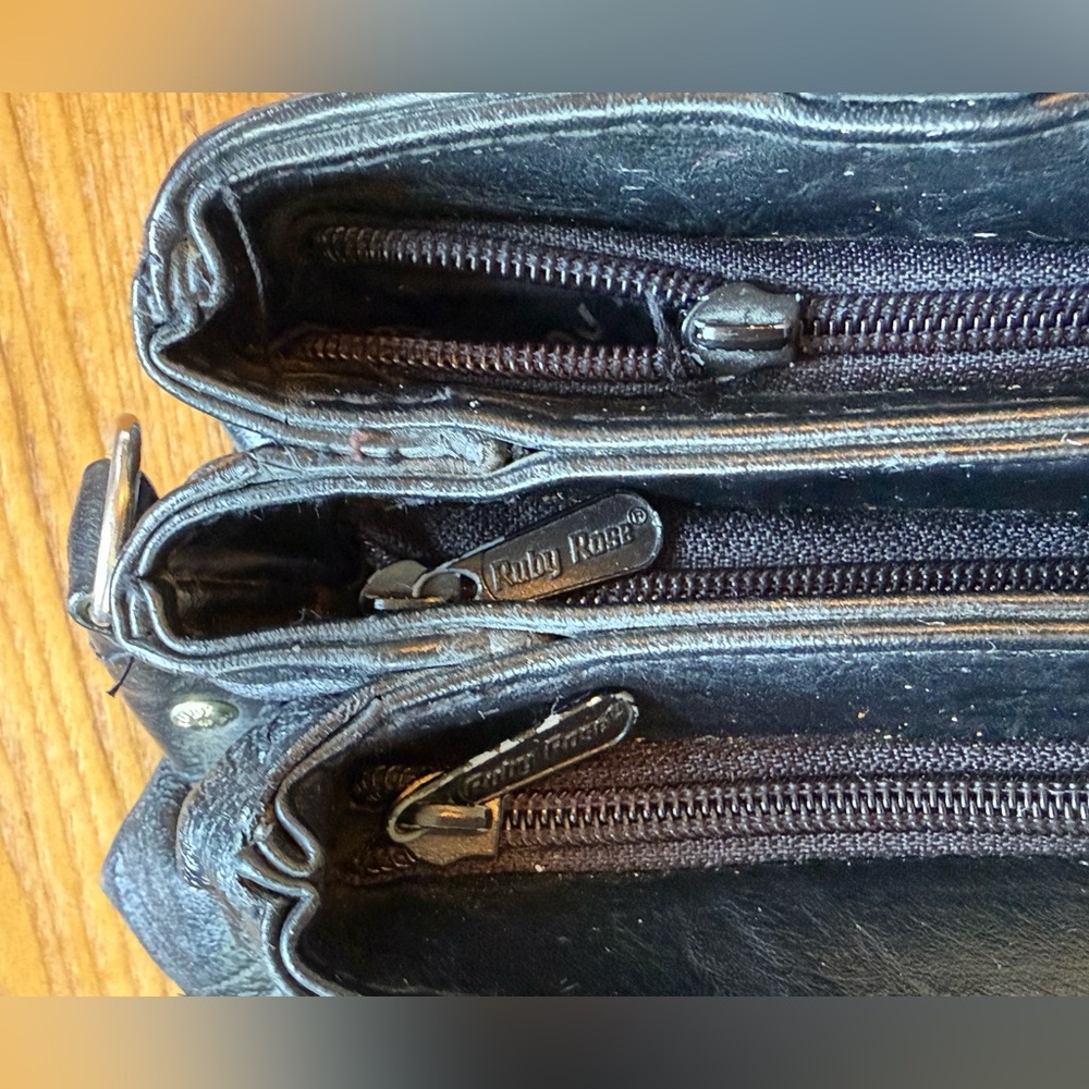 Vtg Ruby Rose Black Patchwork Handbag With Extra … - image 8